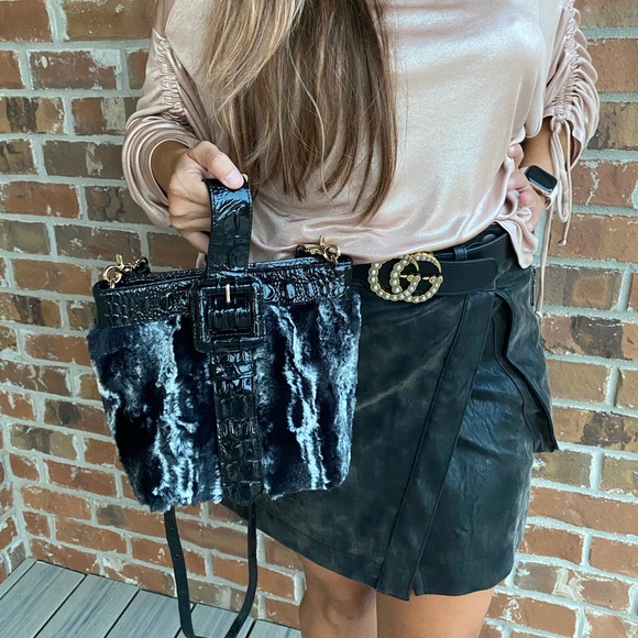 NWT Brahmin Faith Wichita Faux Fur Crossbody